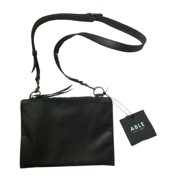 Able Martha Snap Crossbody wallet black leather - Picture 1 of 11